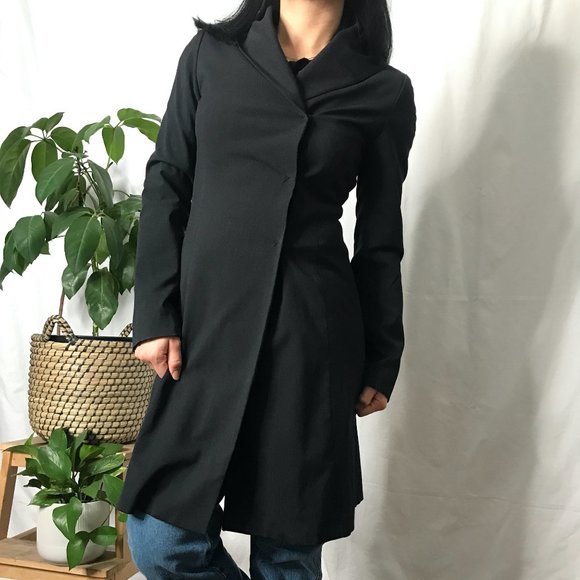 Long midi slim fit coat black shawl collar small - Picture 2 of 13